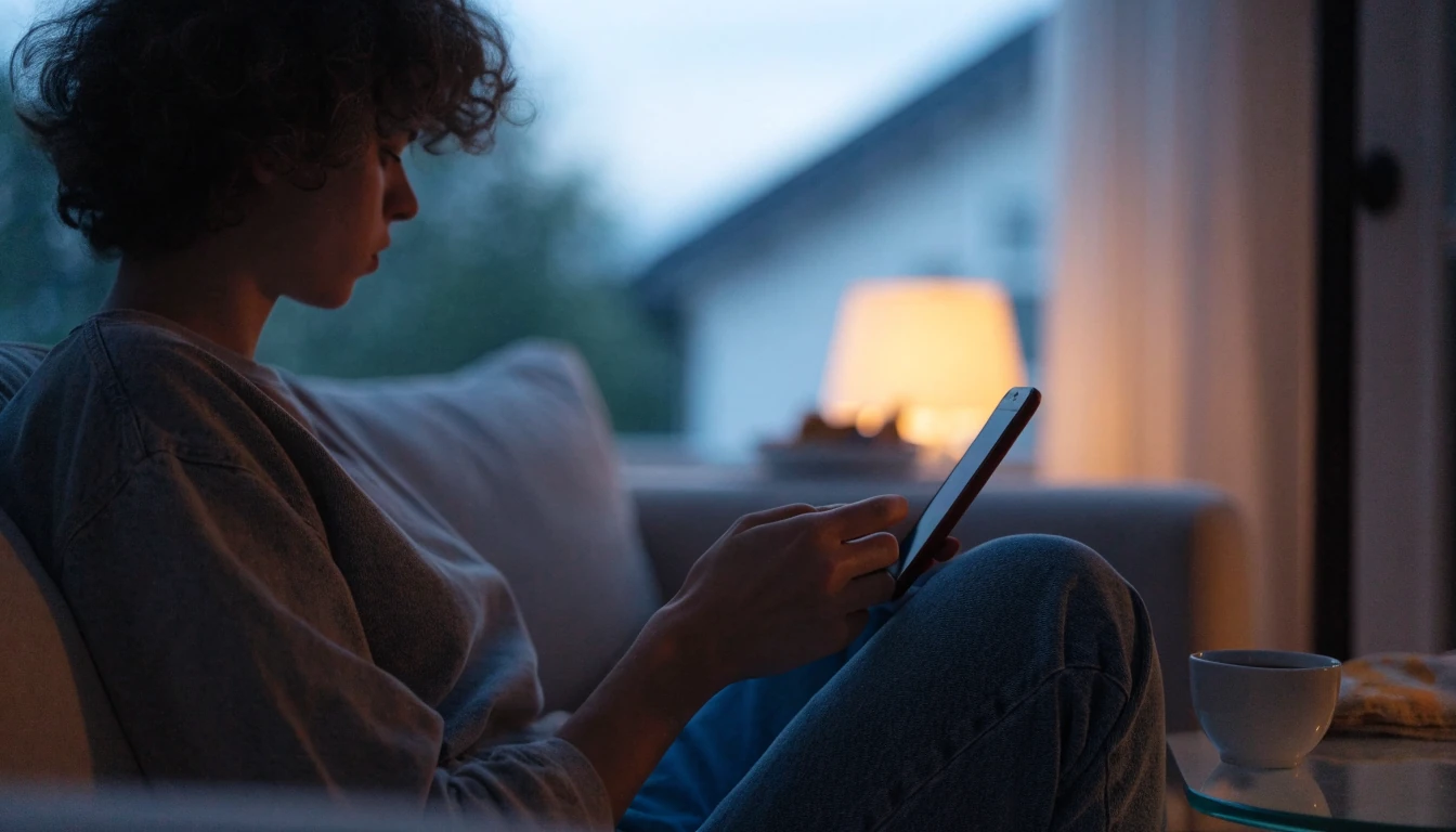 Person holding a smartphone at home, waiting for a casino withdrawal