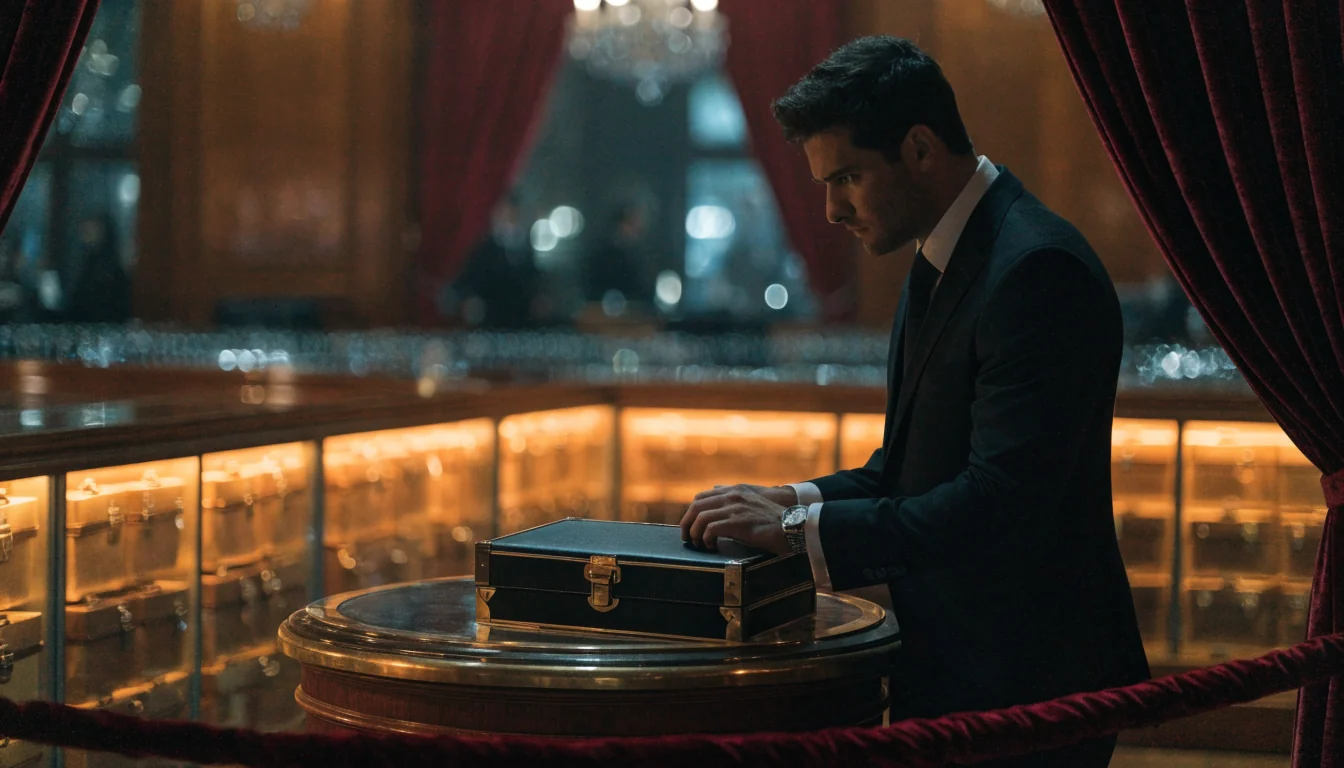 Player about to open a briefcase in a UK casino setting